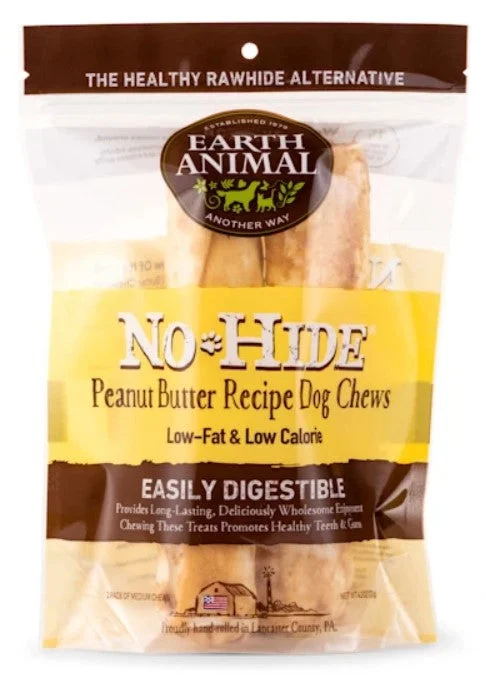 Earth Animal No-Hide Chews Packages - Peanut Butter 7" 2pk