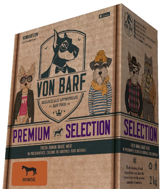 Von BARF Premium Selection, konjetina, sirova zamrznuta hrana za pse, 8x250g